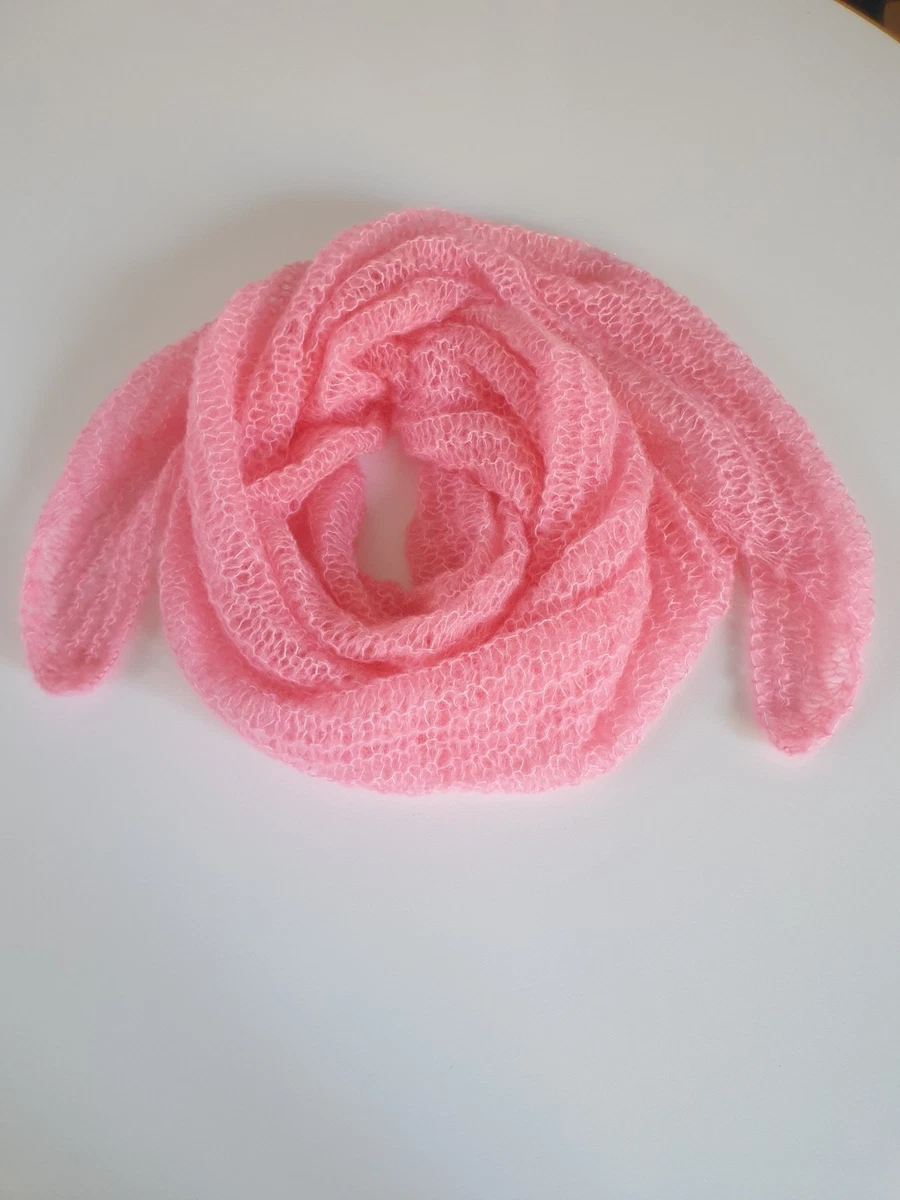 Foulard écharpe rose doublé tricot flocons de neige