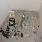 Vintage til now Estate Costume Jewelry Lot necklaces Rhinestones Compact Boxes