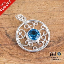 Sterling Silver Tanzanite Gemstone Sister Bezel Elegant Handmade Wedding Pendant