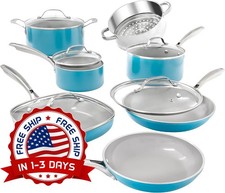 Juego De Ollas Y Sartenes Utensilios De Cocina 12 Piezas Antiadherentes NEW US.