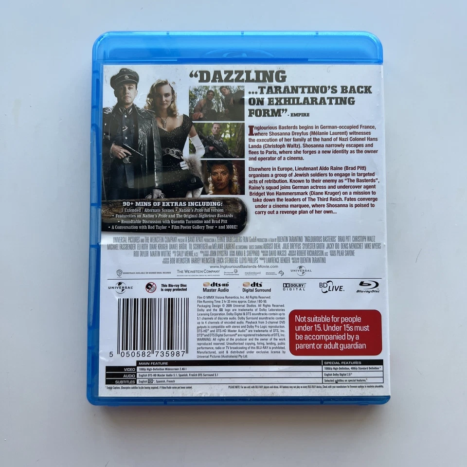 Inglourious Basterds (Blu-ray, 2009) – Very Good Condition - image 2 of 3