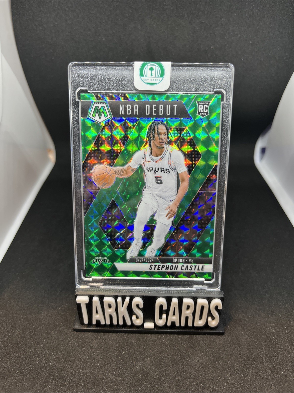 2024-25 Panini Mosaic Stephon Castle NBA Debut #267 RC Green Mosaic Prizm Spurs