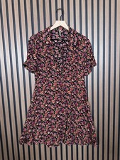Free People Shirt Dress 8 / M Womens Red Button Abstract Floral A Line