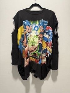 Triple-Head Anime Shirt Naruto x Dragon Ball Cosplay Costume 3-Person Tee