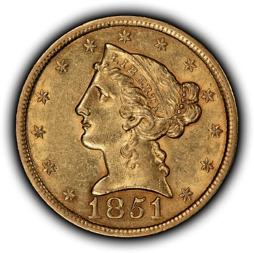 1851-P Liberty Half Eagle — photo from the most recent tracked eBay sale