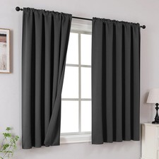 Blackout Curtains Dark Grey 45 in Length 52W x 45L Pack 2