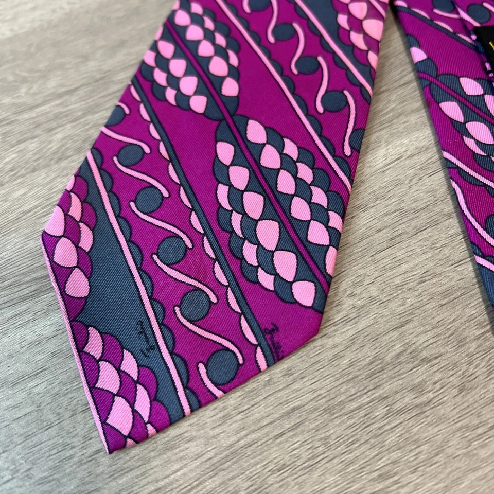 Emilio PUCCI Vintage SAKS 5th AVE Pink Necktie Neck  Tie 57”x3” - Image 2 of 4