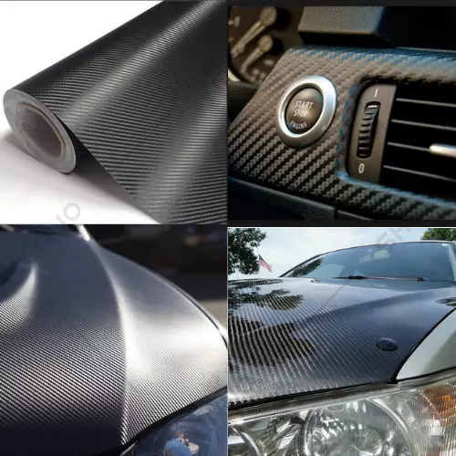 🔥Premium Fibra De Carbono For Car Vinilo Para Autos Carros Negro 1ft x 5ft 5D