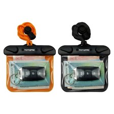 TOTOPAC 2Pack Waterproof Car Key FOB Floating Wallet Case Black Orange 