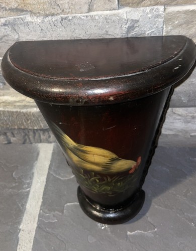Vintage Hand Painted Wood Rooster Shelf 12" tall - Picture 2 of 7