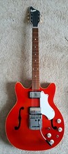 Supro Clermont Electric Guitar Red Semi Hollow Body, Tremolo Bar & Guitar Case