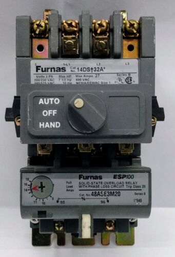 Furnas 14DS32A Starter, 48ASE3M20, ESP100 Overload Relay, 49SA3B1 selector