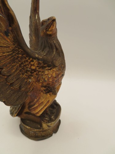 Vtg Antique? Brass Eagle w Wings Flag Pole Topper Finial Statue Heavy 8" tall - Picture 8 of 10