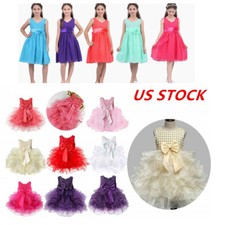 Kids Baby Flower Girls Party Sequined Dress Wedding Bridesmaid Dress Princess