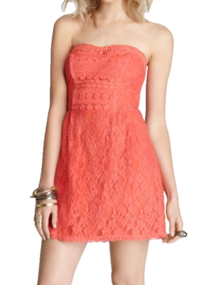 Free People ~ Coral Lace Strapless Crochet Trim A-Line Party Dress 6 NEW $148 | eBay Free People ~ Coral Lace Strapless Crochet Trim A-Line Party Dress 6 NEW $148 | eBay