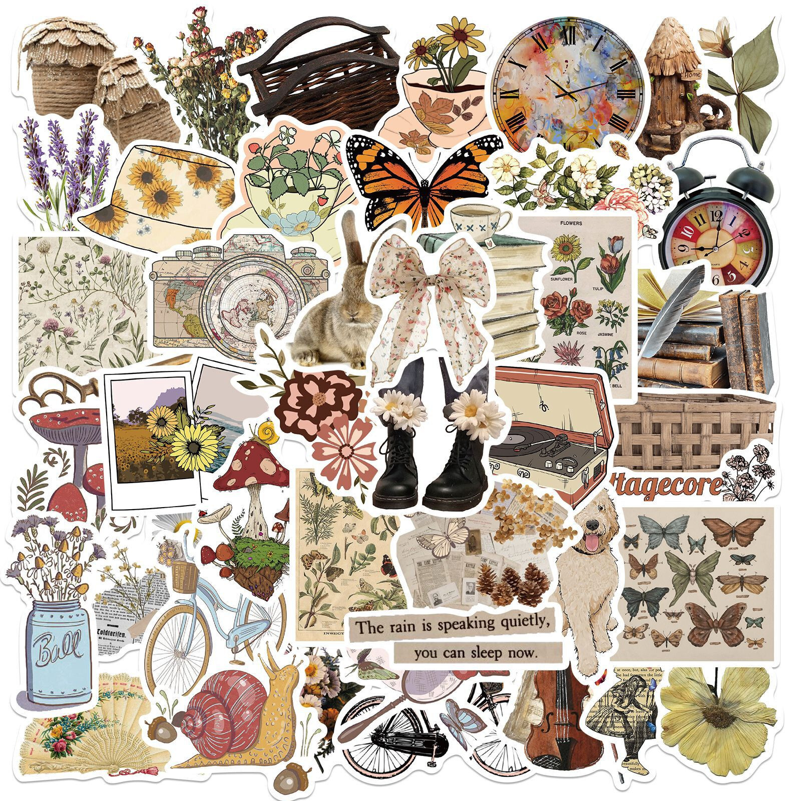 50pcs Waterproof Vinyl Vintage Style Sticker Pack For Laptop,Water Bottle