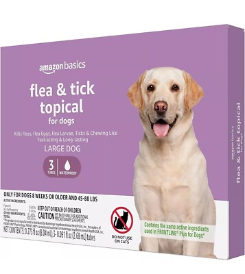 Amazon Basics Flea and Tick Topical Treatment for Large Dogs (45-88 pds)Lot of 2