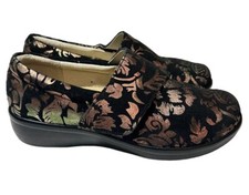 Alegria Lauryn Black Metallic Bronze Floral Clogs Women Sz 5.5-6W 36W LAU-557