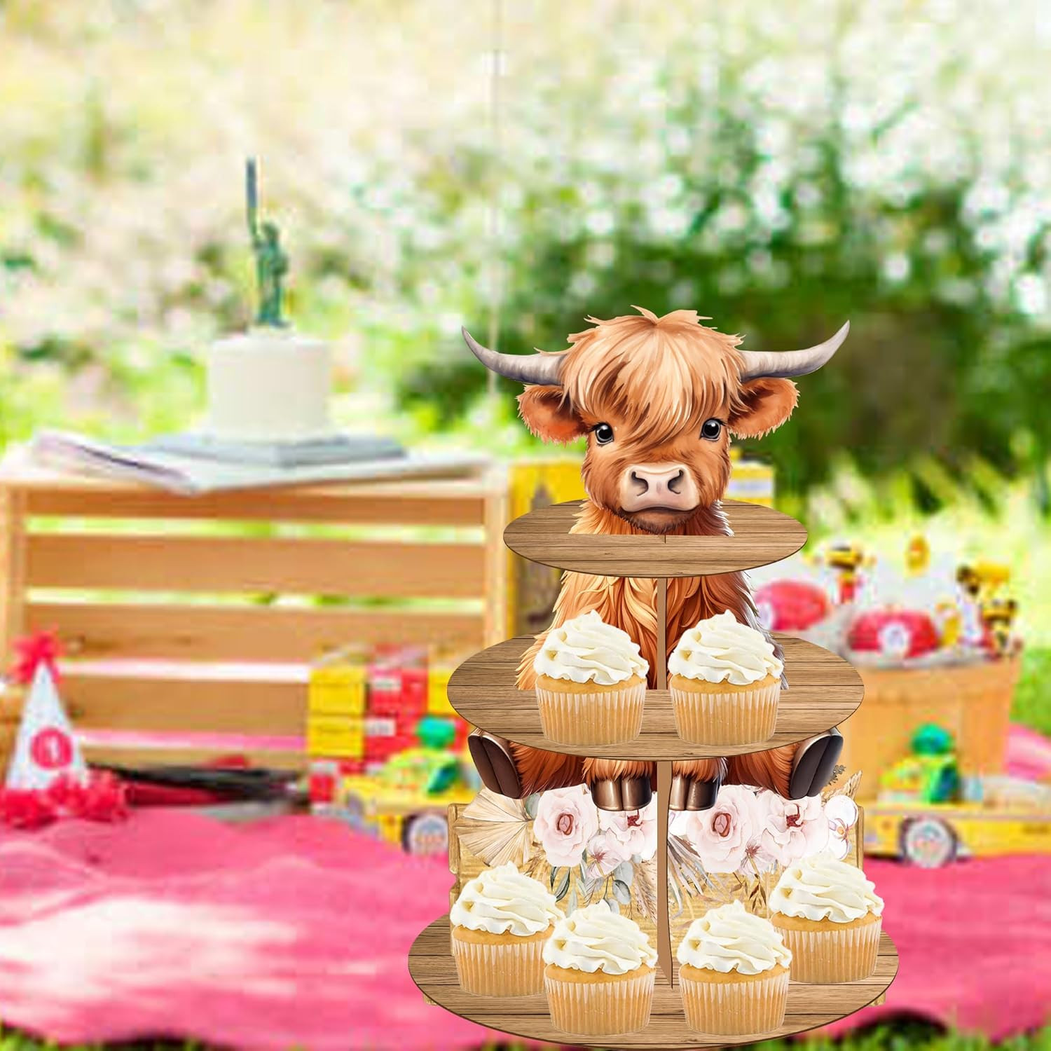 Highland Cow Cupcake Stand Highland Cow Birthday Party Cardboard Cupcake Hold...