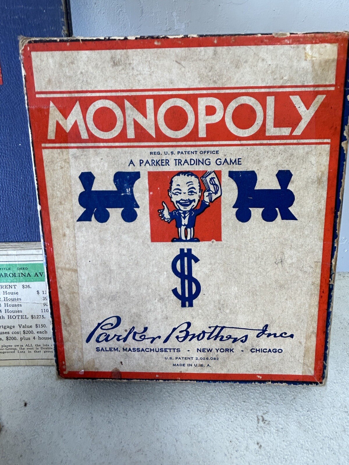 Vintage 1936 MONOPOLY Game Board/Pieces/Instructions.  See description for info
