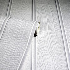 Grey Faux Effect Wallpaper Tongue And Groove Style Painted Effect Wooden Panels