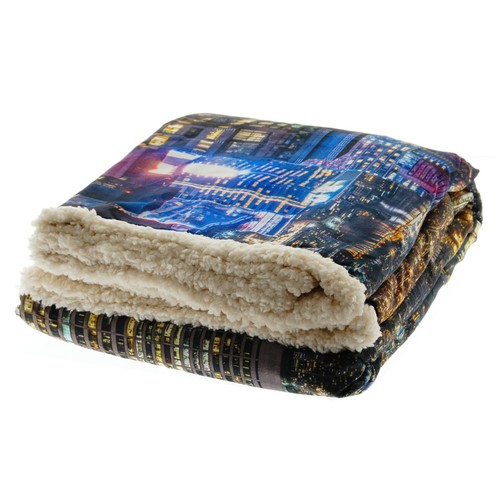 Plaid in pile Caleffi con ricciolino NY Sunset 130x160 cm peso 460 gr/mq - Picture 2 of 4