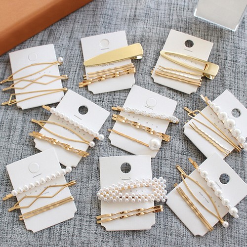 Gold Plated Pearl Studded Metal Hairpins/Hair Clips/Clutch for Women