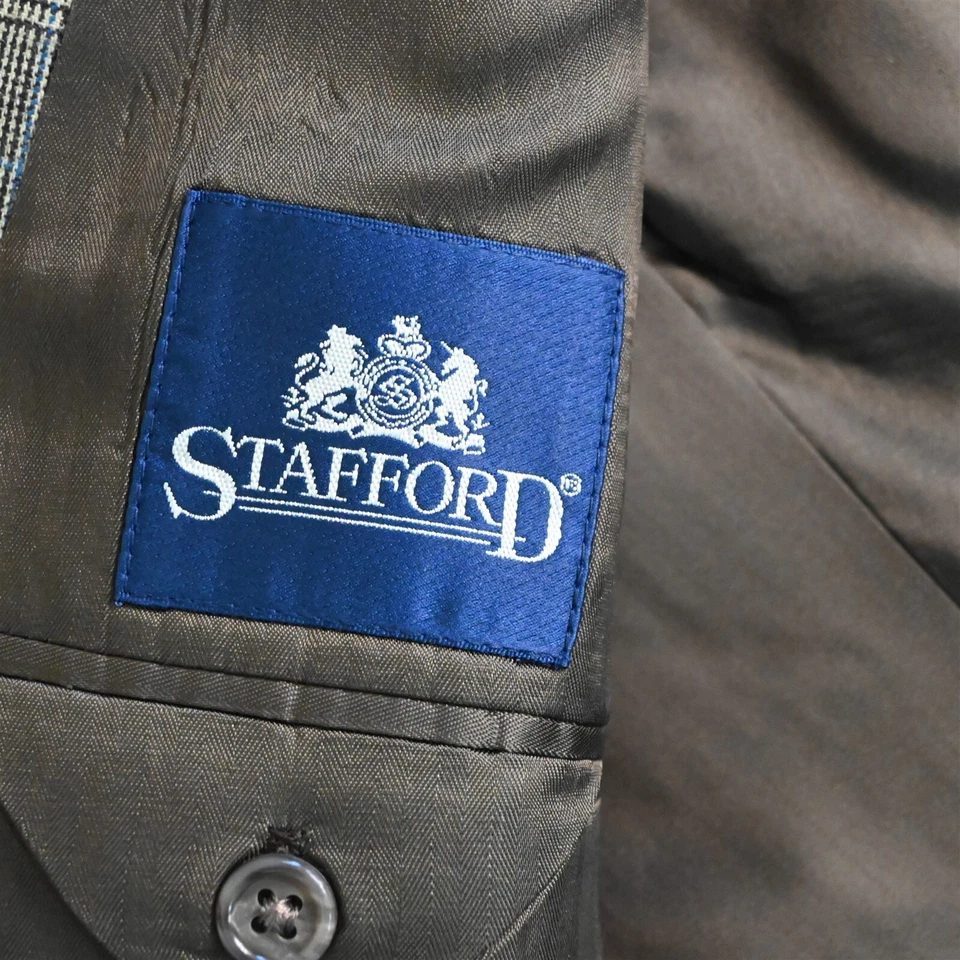 Colete Stafford 48L 40x32 marrom xadrez glenn lã flanela 3 peças jaqueta calça terno - Imagem 4 de 4