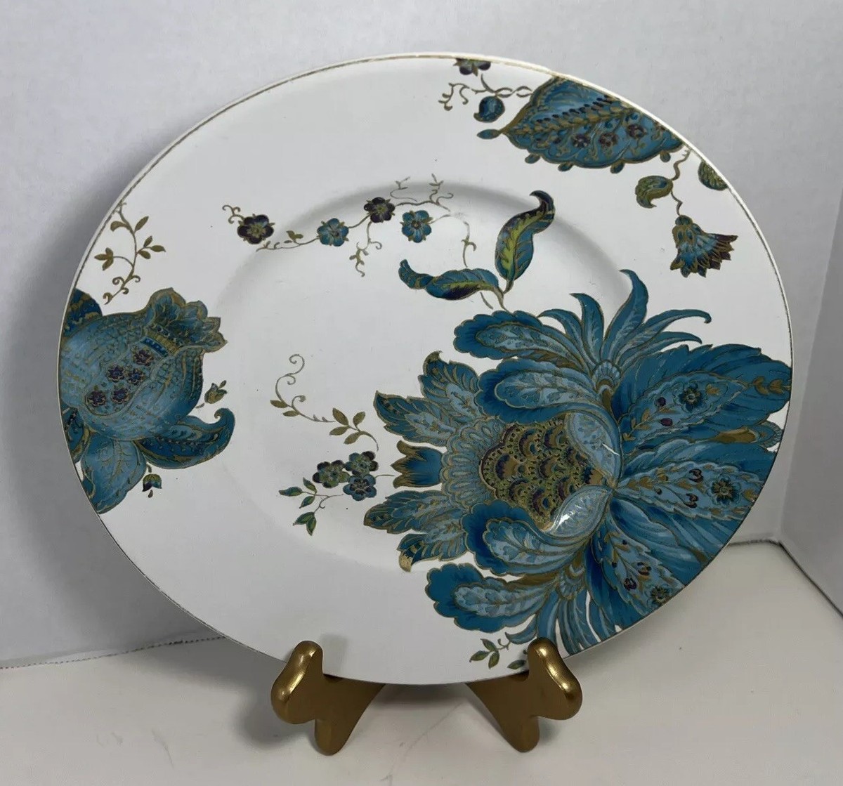 Salad Plate Fine China Porcelain 222 FIFTH Eliza Turquoise Teal Floral (1)  CNT