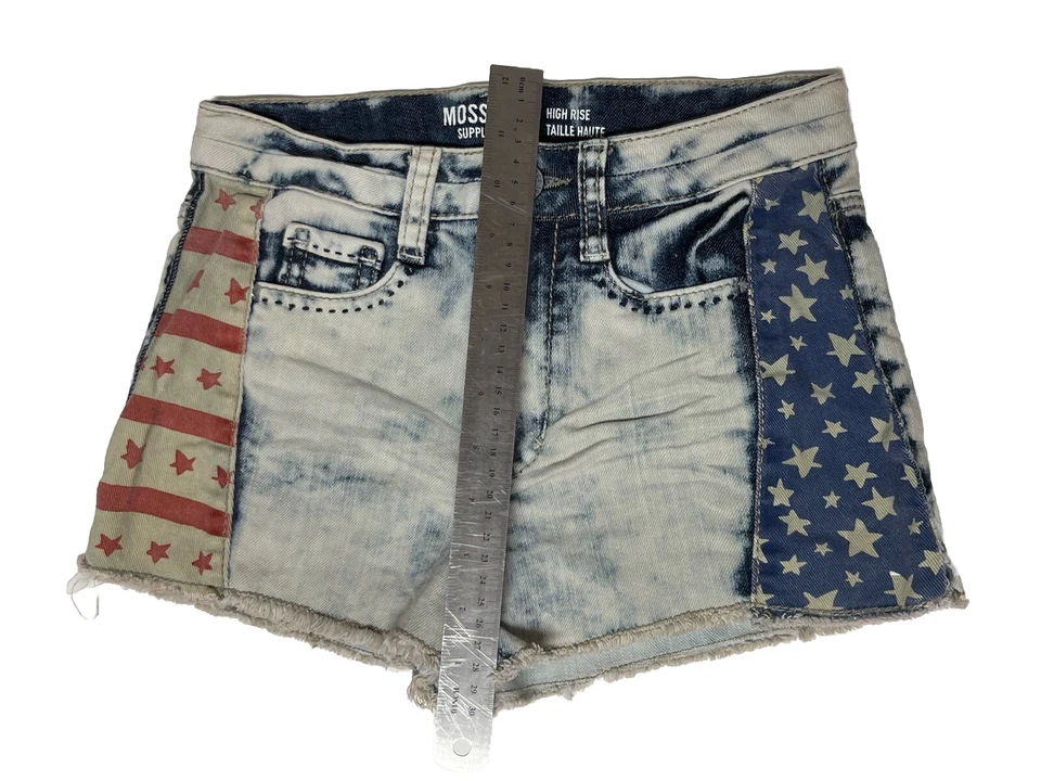 Pantalones cortos de mezclilla Mossimo Supply Co para mujer talla 3 estrellas y rayas americanas 4 de julio Foto 2 de 4