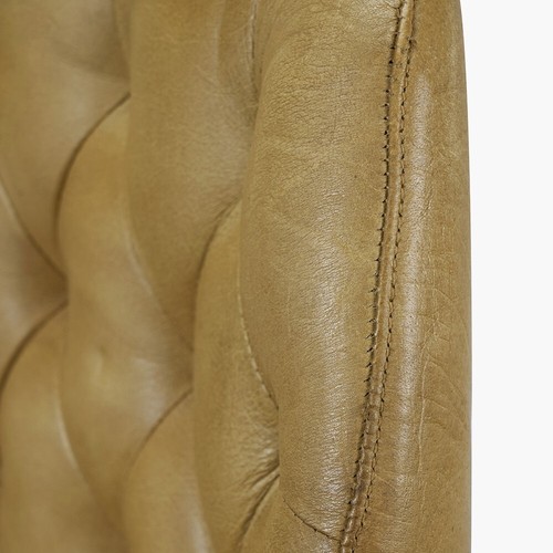 Leather Breakfast Bar Stool Mustard Yellow Diamond Back Upholstered Tall Stool - Picture 4 of 11