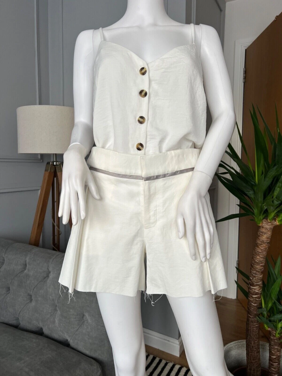 Todd Lynn Shorts Bazoomny Stretch Linen - Natural White Size IT 42 UK 10 NEW