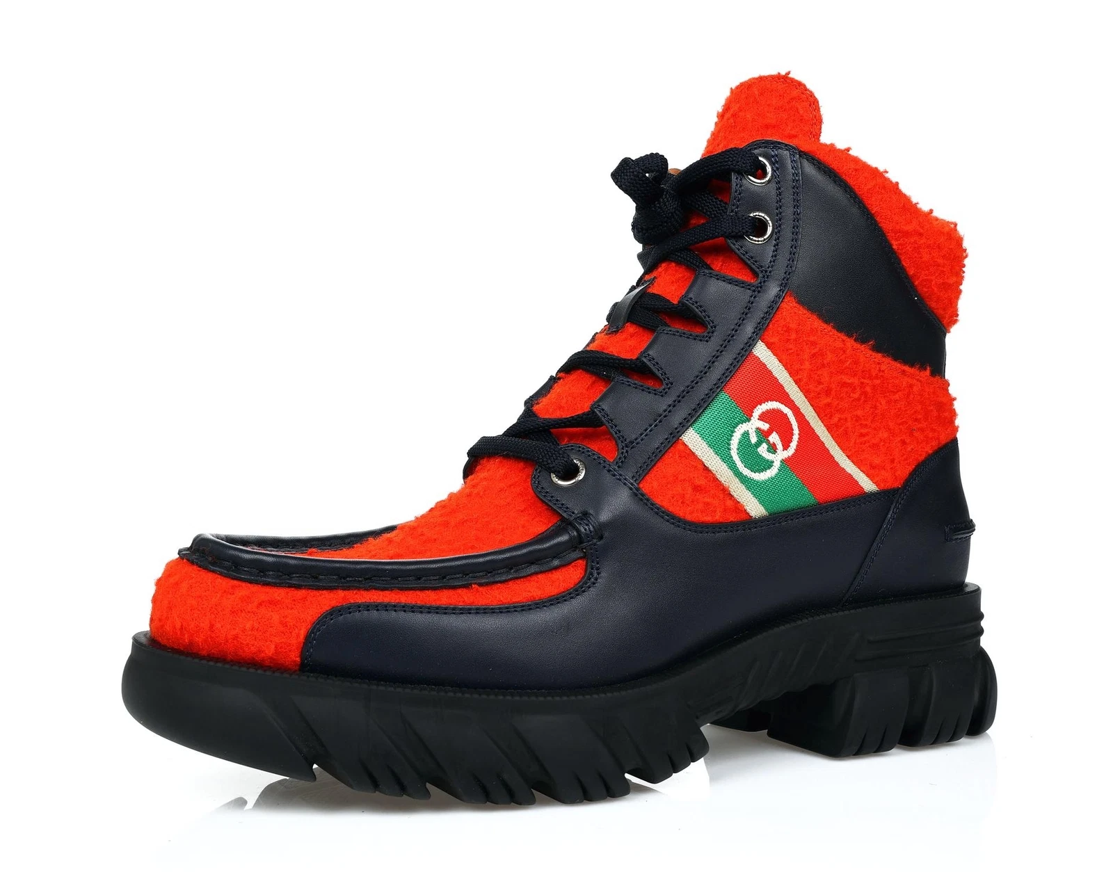 CHAUSSURES BOTTES GUCCI HOMME CASY LAINE/CUIR ROUGE/NOIR G 10,5 /US 11,5