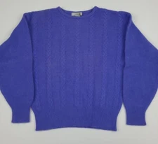 Vintage Caudrey Lambs Wool Angora Rabbit Hair Blend Cable Knit Sweater Purple 