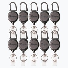 Key-Bak Self Retracting ID Badge/Key Reel with Retractable Cord, 24" 10 Pack 
