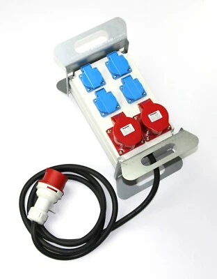 Baustromverteiler 2 x 400V / 4 X 230V CEE-16A Stecker mit Standfuß und Griff