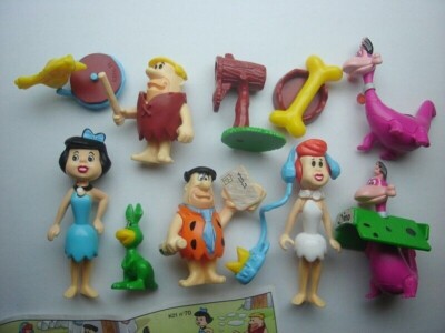 THE FLINTSTONES 2 KINDER SURPRISE FIGURES SET HANNA BARBERA VINTAGE FIGURINES