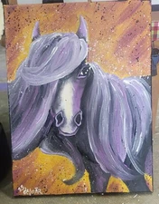 Horse, Portrait, Farm, Purple, Art, Abstract, Colorful, Handpainted, Pretty