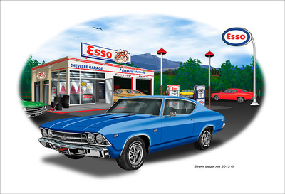 1969 Chevelle SS 396 Muscle Car Art Print - Dark Blue | eBay