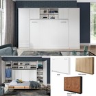 Schrankklappbett Wandbett horizontal HB 140x200 mit Aufsatz & 2 Schränken weiß