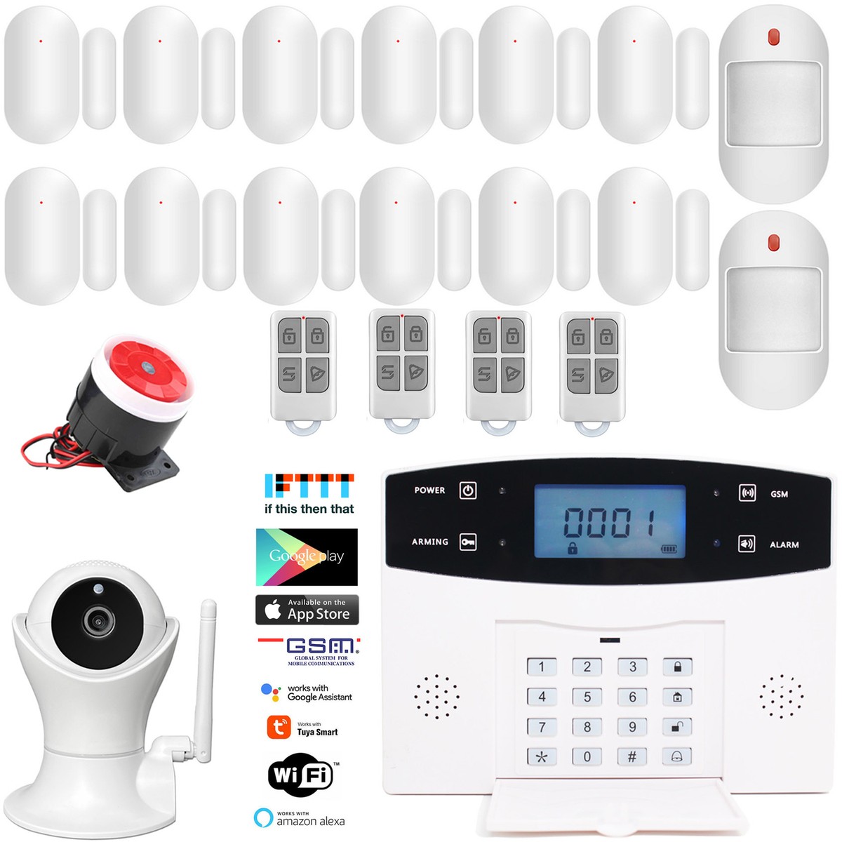 Y87 Tuya APP WiFI GSM Wireless Wired Home Burglar Security Alarm  System+Camera