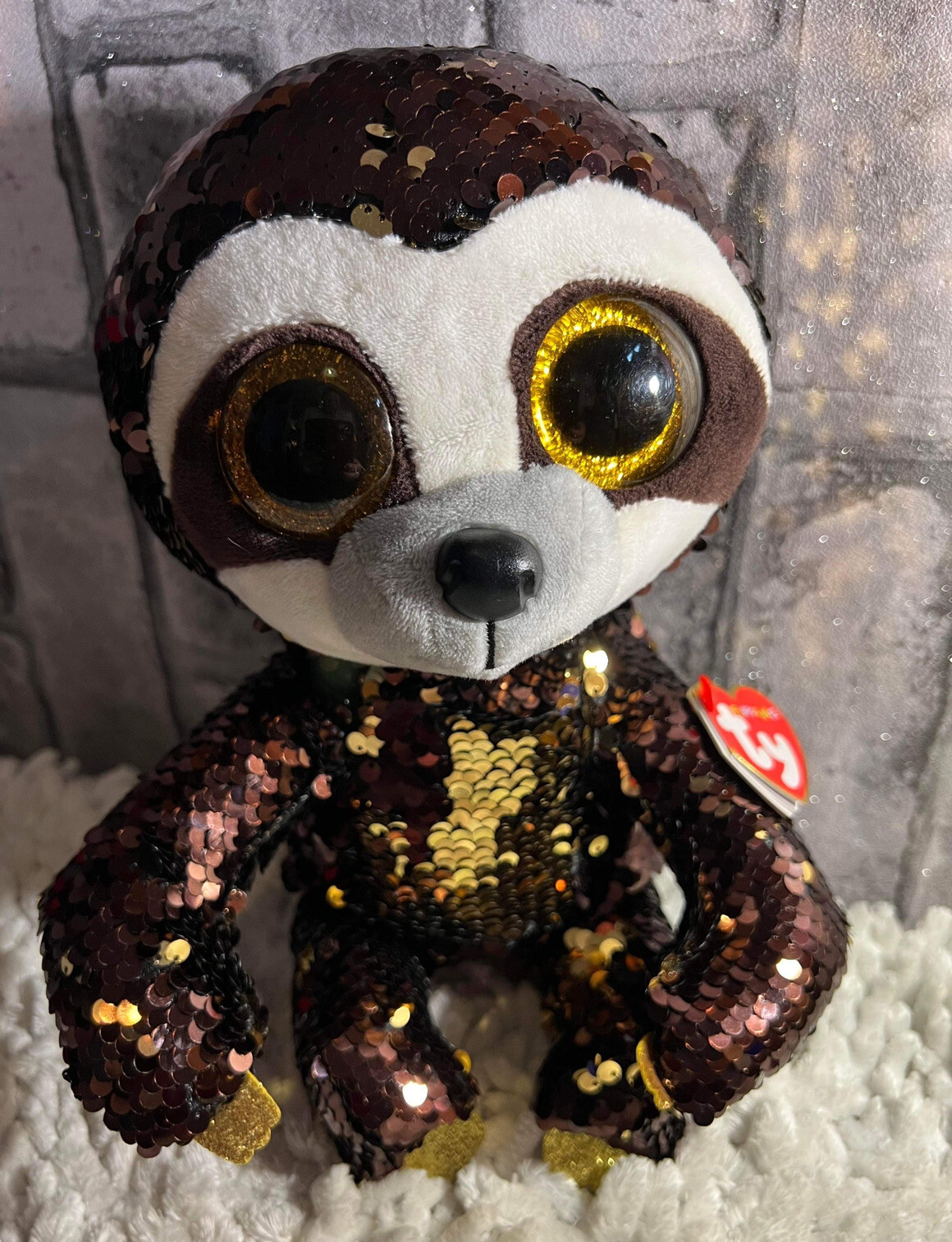 Ty Dangler The Flippable Sequin Sloth Toy Flippables Collection 9"" With Tags