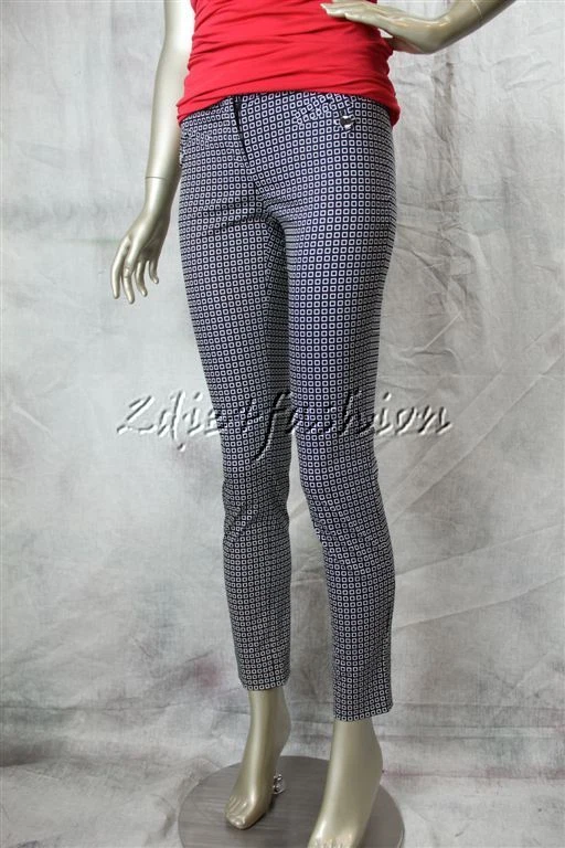 Pantalone VERSACE slim nero bianco geometrico nuovo $795 4 38