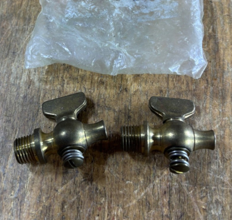 5 Antique Brass Petcock Valve Hit Miss Gas Air Engine 1/4" 3/8" thread Steampunk