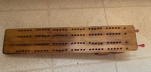 Vintage Wooden Flat bed Semi Truck Cribbage Board Game 4 Pegs 23" Long Together - Picture 6 of 9