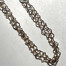 14K Yellow Solid Gold Heart Shape Link Necklace 18  Length 3.3MM Links Italy NEW