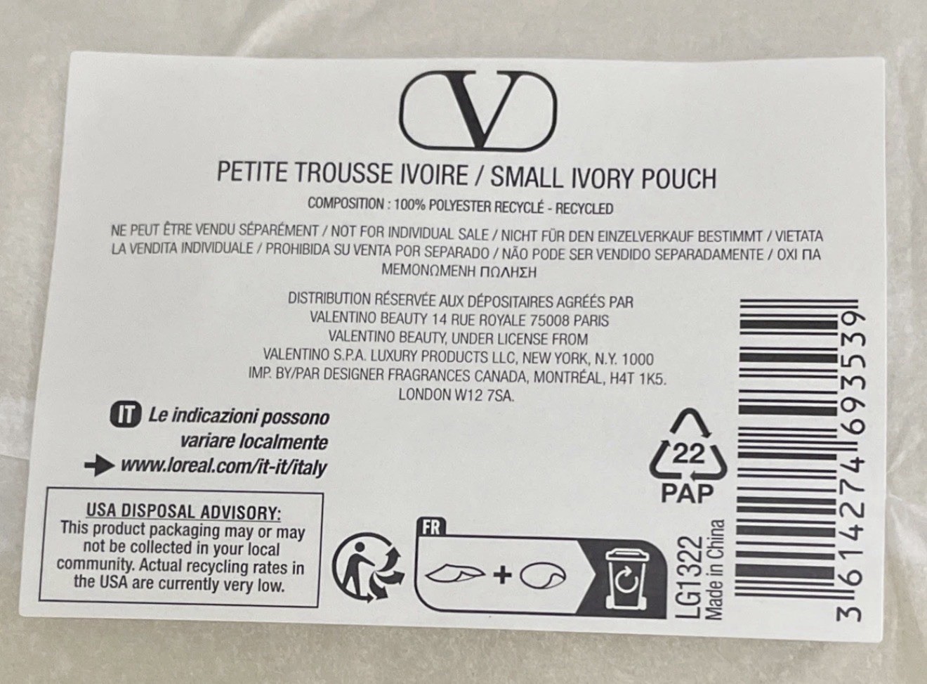 New VALENTINO BEAUTY Small Ivory Pouch Makeup Wristlet Travel Bag Clutch Summer  thumbnail 6