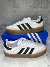 Adidas Samba Originals Sambae White Black Gold Gum Soccer Shoes JI1349 Women's
