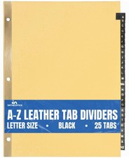 Black Binder Dividers 25 Tab Alphabetical A-Z Organizers with Reinforced Tabs