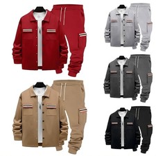 Men's 2-Piece Casual Tracksuit Long sleeve Cargo Shirt & Jogger Pants Set